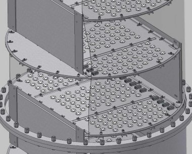 Тарелка клапанная колонна 1500 мм, толщина 3 мм, клапан 2 мм, H - 250 мм, AISI 321 — BTS Engineering