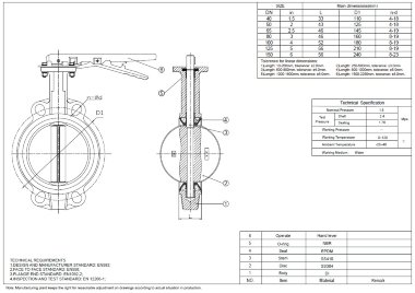 PN16 DN100 Zasuwa motylkowa, korpus żeliwny, tarcza AISI 304, gniazdo EPDM — BTS Engineering