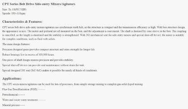 Mieszalnik GREATWALL MIXERS z napędem pasowym z bocznym wejściem seria CPT moc do 55 kW 190~350 obr./min — BTS Engineering