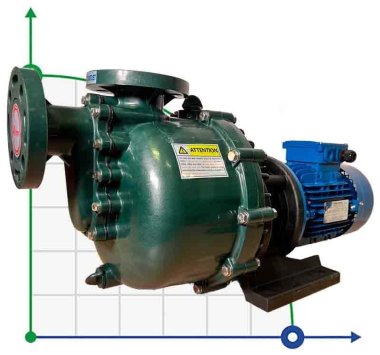 Перекачка водного раствора брома QHB-40032 PVDF, 520L/min, 19m, 380V, центробежный самовсасывающий — BTS Engineering