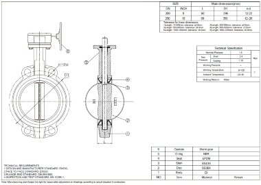 PN16 DN250 Zasuwa motylkowa, korpus żeliwny, tarcza AISI 304, gniazdo EPDM — BTS Engineering