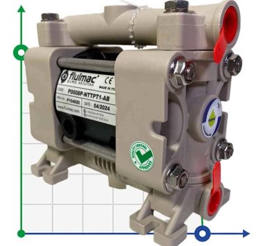 Pneumatyczna pompa membranowa FLUIMAC PHOENIX P08 PP NBR+PTFE, 7 l/min do pompowania lepkich cieczy — BTS Engineering