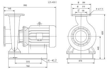 BGW 125-400(I) (200/50), 45kW, 1480 centrifugal horizontal pump — BTS Engineering