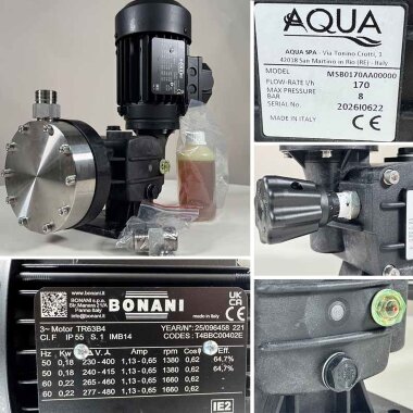 Flockungsmitteldosier-Motormembranpumpe AQUA MSB, AISI 316L, 170 l/h, 8 bar, 0,18 kW, 380V &mdash; BTS Engineering