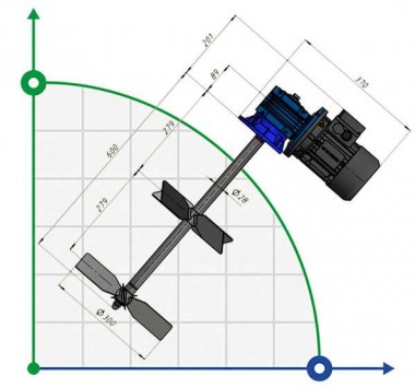 Doppelreihiger Rührer MLW 300669, 0,55 kW, 69 U/min — BTS Engineering
