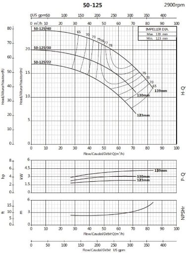 Консольный насос для ирригации BSM 50-125/30 (48/17), 3kW, 2900 — BTS Engineering