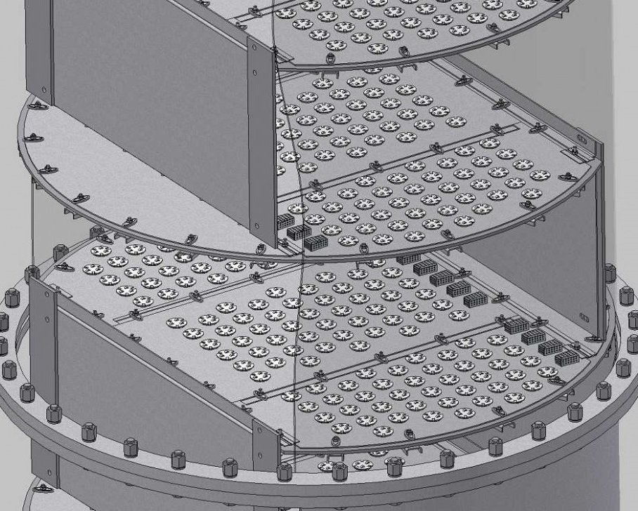 Płyta kolumny zaworowej 1400 mm, grubość 3 mm, zawór 2 mm, H - 250 mm, AISI 321 фото 1 — BTS Engineering