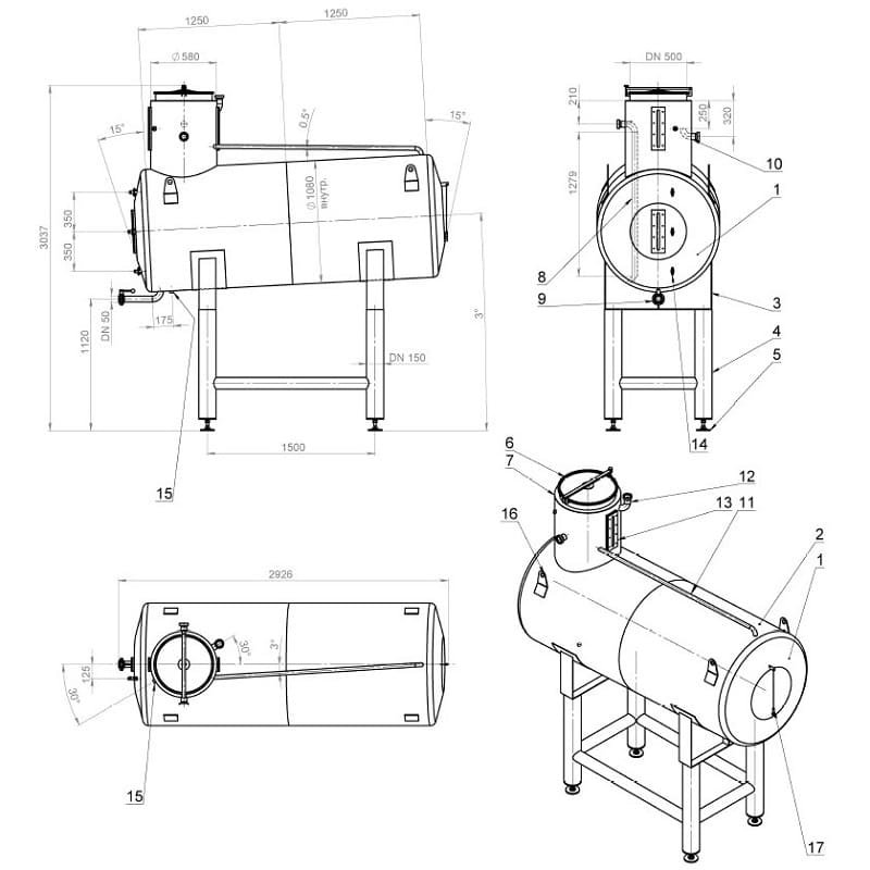 Miarka do alkoholu 250 dL AISI 304 S=4mm pozioma фото 1 — BTS Engineering