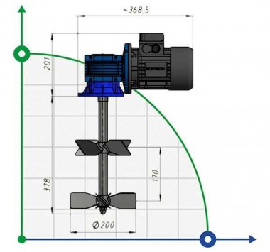Zweistufiger Rührer ML2004138, 0,37 kW, 138 U/min — BTS Engineering