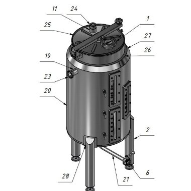 Przyrząd pomiarowy do alkoholu 20 dkl AISI 304 S=3mm — BTS Engineering