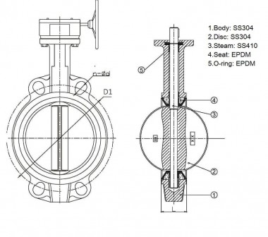 PN16 DN200 Zawór motylkowy, korpus i dysk ze stali nierdzewnej AISI 304, Seat EPDM — BTS Engineering