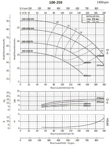 Консольный насос для полива BS4 100-250/110 (140/19,7), 11kW, 1450 без двигателя — BTS Engineering