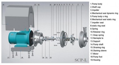 SCP-L, 20T, 24M, AISI 304, 4 kW ABB Motor, 380V Hygienic centrifugal pump — BTS Engineering
