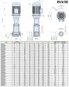 Bomba de aumento de presión multietapa EVX 30/2-2a, 4 kW, 45 m3/h, 36 m, 380 V/T, AISI 304 (EBARA EVM) фото 3 — BTS Engineering