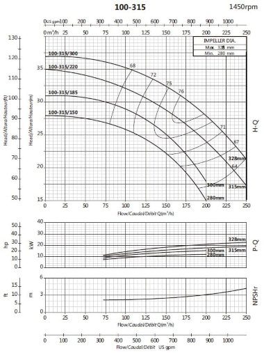 Консольный насос для циркуляции BS4 100-315/150 (140/23,1), 15kW, 1450 без двигателя — BTS Engineering