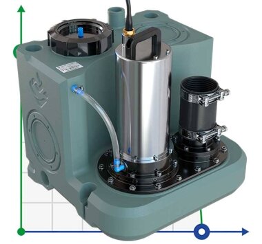 Stacja pompowa do usuwania ścieków dla restauracji, kawiarni, barów ze zdalnym sterowaniem AIZL-1500W Pro, 36/14,5, 1,5 kW, 220 V, 2800 obr./min — BTS Engineering