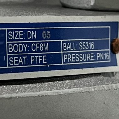 PN16 DN65 Zawór kulowy ze stali nierdzewnej AISI 316, Gniazdo:PTFE — BTS Engineering