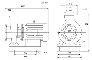 BGWHB 200-400(I) (400/50), 75kW, 1480, Ex - bomba horizontal de acero inoxidable — BTS Engineering