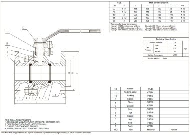 PN16 DN32 Robinet à bille en acier inoxydable AISI 316, siège PTFE — BTS Engineering