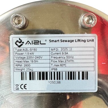 Edelstahl-Abwasserpumpe AIZL-S150, 27/19,5, 1,5 kW, 220 V, 2800 U/min &mdash; BTS Engineering