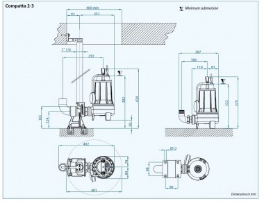 Tauchpumpe Dreno COMPATTA EVO 2, T mit Vortex-Laufrad — BTS Engineering