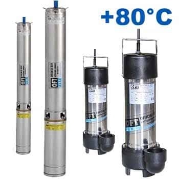 Submersible drainage and borehole pumps for +80°C